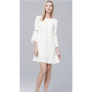 NEW WHBM White Bohemian Flirty Dress & Bell-Sleeves Over-The-Knee Women’s Size 2
